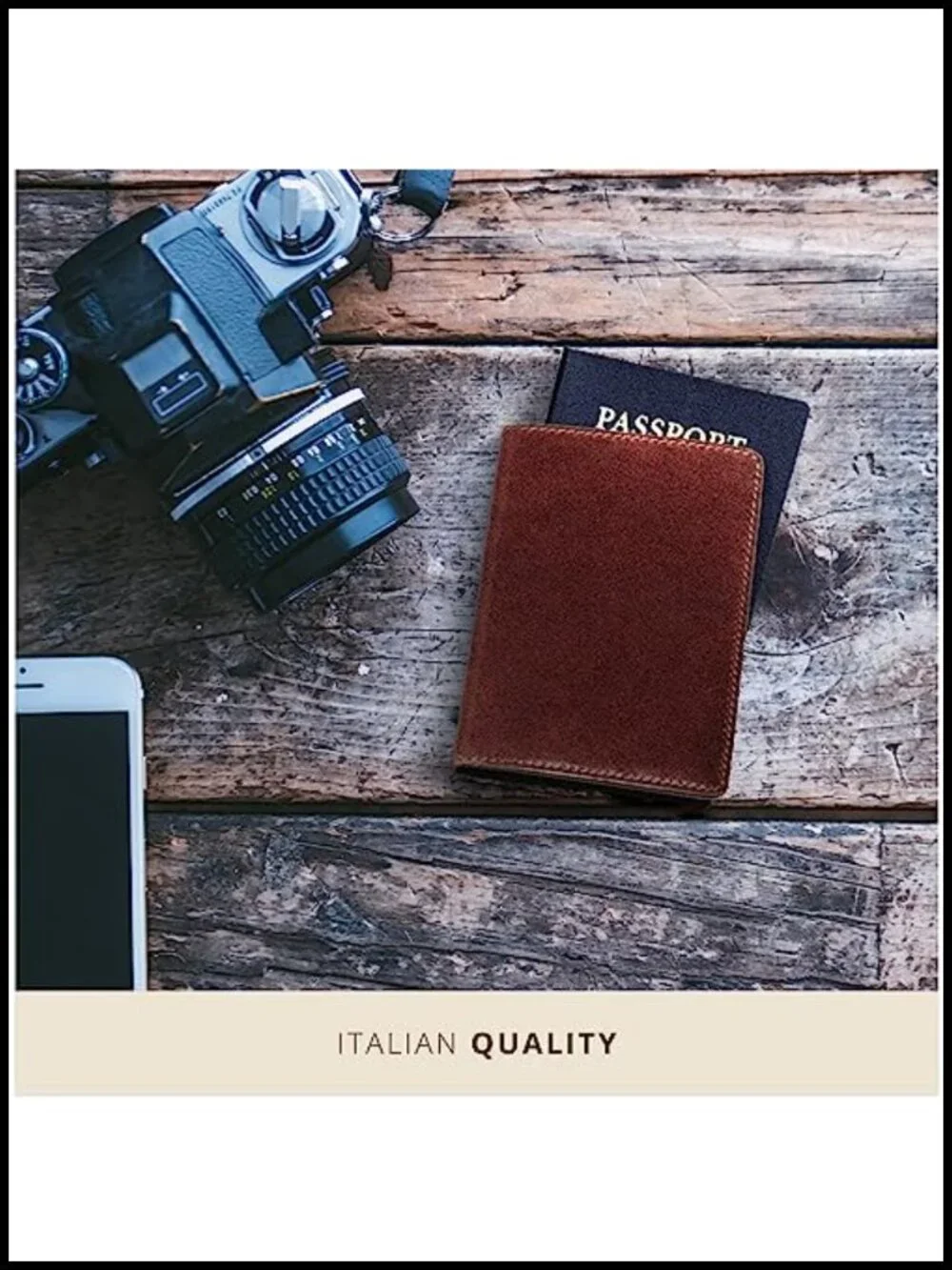 Handmade Italian Leather Passport Cover Full Grain Calfskin Travel Wallet